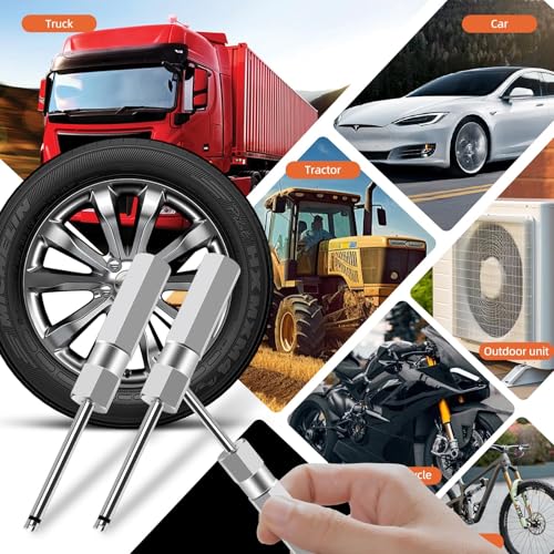 2 Pcs Valve Core Removal Tool Set, Professional Screwdriver Tire Valve Stem Core Remover Tool, 4.3 Inch Heavy Duty Tire Valves Stem Remover & Installer for Schrader Valves Removal