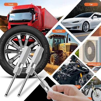 2 Pcs Valve Core Removal Tool Set, Professional Screwdriver Tire Valve Stem Core Remover Tool, 4.3 Inch Heavy Duty Tire Valves Stem Remover & Installer for Schrader Valves Removal