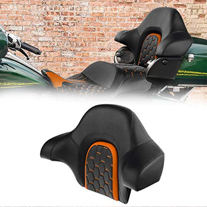 C.C. RIDER Wrap Around King Tour Trunk Backrest fit for Harley Touring Road King Street Glide Road Glide Electra Glide 2014-2024 - color: Passenger Backrest 23#Black+Orange