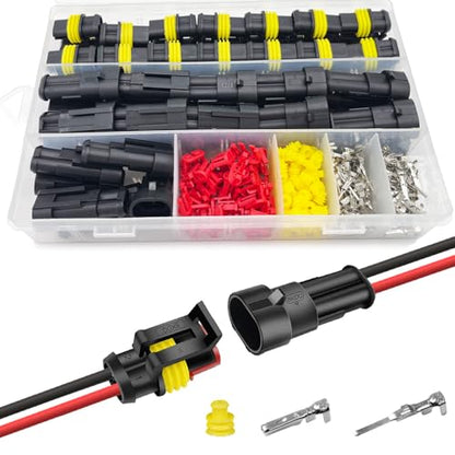 25 Kit 2 Pin Connector Automotive Waterproof Connectors 2 Wire Connectors Electrical Connector Two Pin Connector Quick Disconnect Plug Kit 22-16 AWG - size: 22-16AWG 25Set
