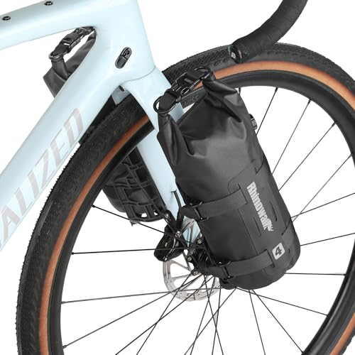 Rhinowalk Bike Front Fork Bag Waterproof Bike Pannier Bag Saddle Bag Fork Bag Bicycle Rack Bag 4L for Mountain Bike Road Bike Accessories-Black (1 pcs) - color: Black-4L, size: 4L