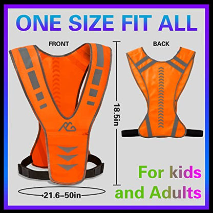 GoxRunx Reflective Running Vest Gear with Reflective Bands for Women Men Safety Reflective Vest for Walking Running Cycling at Night - color: Orange