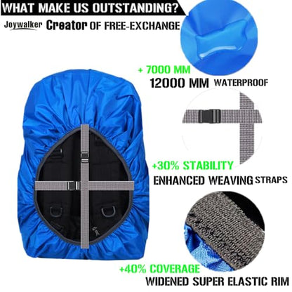 Joy Walker Waterproof Backpack Rain Cover, 12000mm Ultra-Waterproof, Upgraded Ultra-Strong Multilayers, Antislip Buckle Strap - color: Blue, size: XL (for 50-70L backpack)