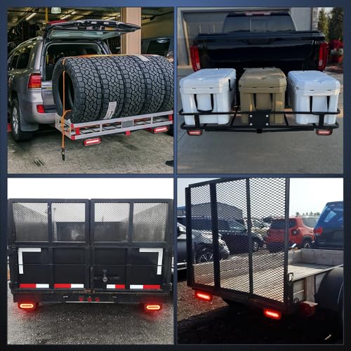 Nilight 6Inch Oval Trailer Tail Light 2PCS Red Brake Stop Turn White Reverse Back Up Lights with Flush Mount Grommets Plugs Mounting Brackets for RV Truck Luggage Rack - color: 2Pcs Red/White Tail Lights+Brackets