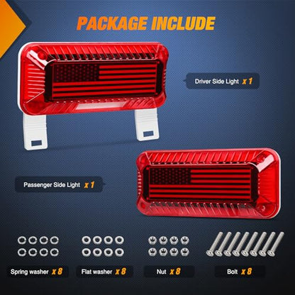 Nilight RV Tail Light 2PCS 72 LED Red Running Stop Brake Turn Signals White License Plate Lights Surface Mount Waterproof Taillights for Caravan Camper Van - color: RV Tail Light 72LED 2PCS