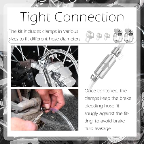 2 Pack Brake Bleeder Kit,Brake Fluid Bleeder Kit with Brakes Bleeders Hose One Way Check Valve & 100ml Syringe,Universal Hydraulic Brakes System Bleeding Tools for Car Motorcycle