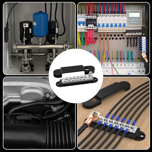 RVBOATPAT Marine Bus Bar 12V 150A Power Distribution Block 1/4" Stud & 12 x #8 Terminal Screws 12 Volt DC Ground Battery Bus Bar for Boat Automotive Solar - style: Black