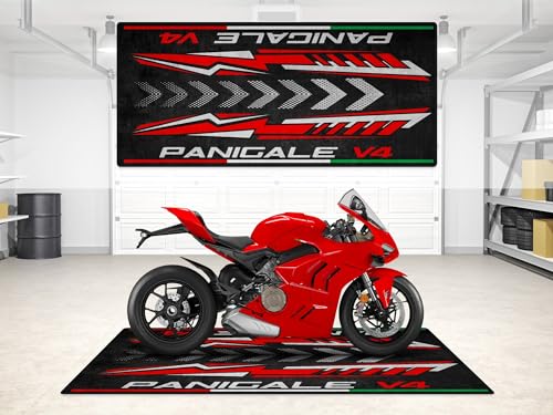 Parking Mat for Panigale V4 Motorcycle Model, Display and Pit Mat, Washable Non-Slip Garage and Showroom Floor Carpet (Size 1: 86.6 x 39.4/220 x 100 cm) - size: Size 1: 86.6 x 39.4 "/ 220 x 100 cm
