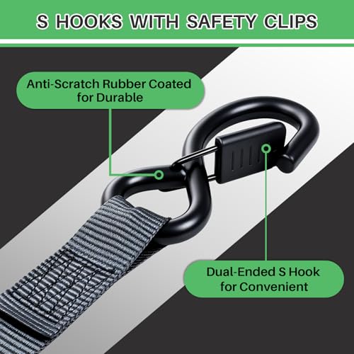 Retractable Ratchet Straps, 1" x 12' Heavy Duty Auto Self Retracting Ratchet Straps, Tie Down Straps for Trucks Trailer Car Motorcycle ATV UTV Kayak Boat（1 Pack） - size: 1"x12'-1pcs