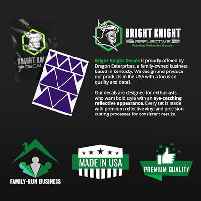 BRIGHT KNIGHT DECALS Reflective Stickers, 17pc Triangle Kit, Reflective Tape Outdoor Waterproof Motorcycle Helmet Stickers for Bikes, Scooters, and Hard Hats, Night Safety High Visibility - color: Purple