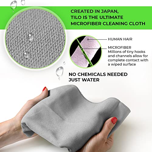 TILO Microfiber Cleaning Cloth – 19x13 Inch Ultra-Absorbent, Streak-Free, Lint-Free, Reusable Polishing Cloth for Dust, Grease, Dirt, and Delicate Surfaces – Non-Abrasive – Grey - color: Grey