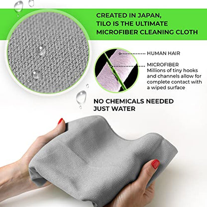 TILO Microfiber Cleaning Cloth – 19x13 Inch Ultra-Absorbent, Streak-Free, Lint-Free, Reusable Polishing Cloth for Dust, Grease, Dirt, and Delicate Surfaces – Non-Abrasive – Grey - color: Grey