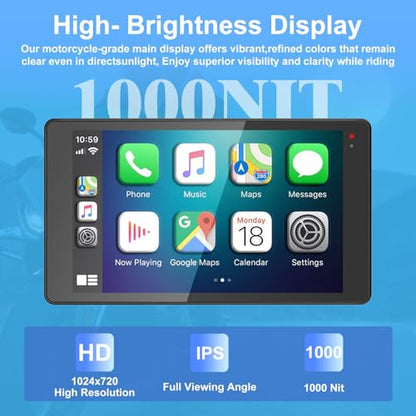 2026 YZW 6.5 Inch for BMW Waterproof Motorcycle CarPlay with GPS Navigation, Wireless Bluetooth, HD Touch Screen, Lossless Installation/TPMS/Plug&Play, Light Sensor - size: BM 6.5"+HD Screen+Lossless Installation