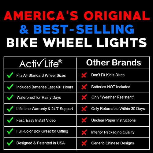 Activ Life 2-Tire Pack LED Bike Wheel Lights with Batteries Included, Get 100% Brighter and Visible from All Angles for Ultimate Safety and Style - color: Green