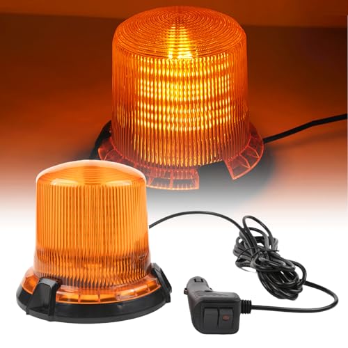 Amber Strobe Beacon Lights Magnetic, 90 LEDs Emergency Flashing Hazard lights, 12V Cigarette Lighter Plug Warning Light for Vehicles, Truck, Pickup, ATV, UTV,Camper,Boat