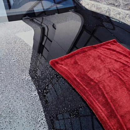 Automotive Detailing Twisted Loop Car Drying Towel, 1400GSM, 36"x24", Streak Free, Lint Free, Reusable Microfiber Cleaning Cloth for Car, Truck, SUV, Crimson - color: Crimson