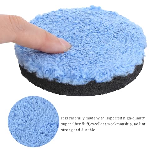 3 Pcs Polishing Pads, Buffing Pads, Microfiber Polishing pad for Car Compounding,3 Polished Pad for Scratch Removal, Waxing and Buffing (3.15 Inch/ 80 MM, Blue)