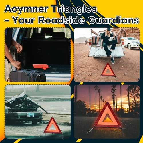 5 Pack Reflective Safety Triangle Kit | Emergency Warning Triangles with Storage Case, Roadside Reflective Early Warning Sign for Vehicles Breakdown (5 Pack) - style: 5 Pack