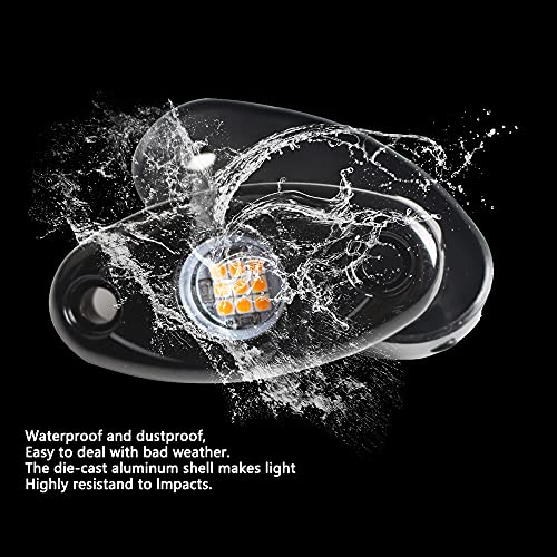 4Pods LED Rock Lights Amber Yellow LED Neon Underglow Light for Car Truck ATV UTV SUV Boat Underbody Glow Trail Rig Lamp - color: Yellow