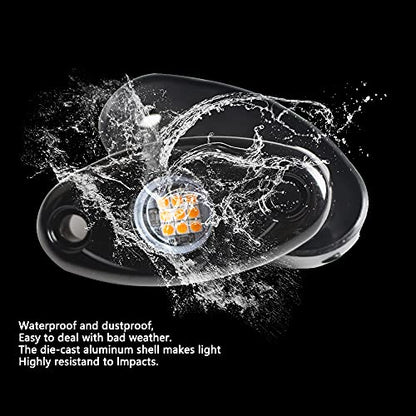 4Pods LED Rock Lights Amber Yellow LED Neon Underglow Light for Car Truck ATV UTV SUV Boat Underbody Glow Trail Rig Lamp - color: Yellow
