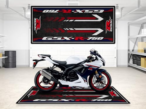 Garage Mat for GSX R750 Motorcycle Model, Parking mat, Washable Non-Slip Garage and Showroom Floor Carpet (Red - Metallic Matte Stellar Blue, Size 1: 86.6 x 39.4/220 x 100 cm) - color: Red - Metallic Matte Stellar Blue, size: 3'3" x 7'3" (Rectangular)