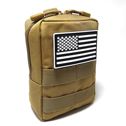 2 Pack Small Molle Pouches - Tactical Compact Water-Resistant EDC Pouch Bag Utility Belt Pouch Waist Pack Bag - color: Tan