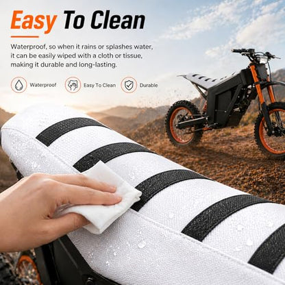 Electric Dirt Bike Seat Cover for Tutti Soleil 01,Black Stripe Non-Slip Motorcycle Cushion Cover for Tuttio Soleil01-White - color: White