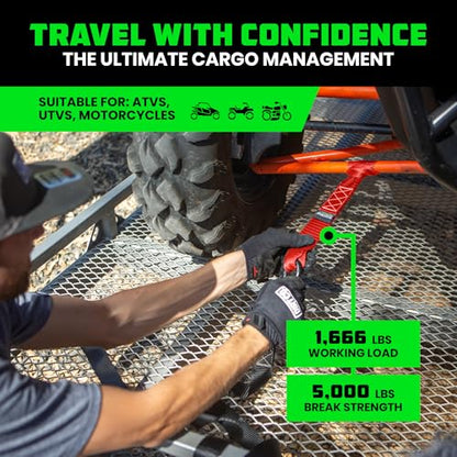 Rhino USA Soft Loop Tie Down Straps (4-Pack) - 1.6 Inch x 17 Inch (5,000 lbs Break Strength) Heavy Duty Motorcycle Handlebar Straps for use with Ratchets for ATV, UTV, Dirt Bike (Red) - color: Red 4-Pack