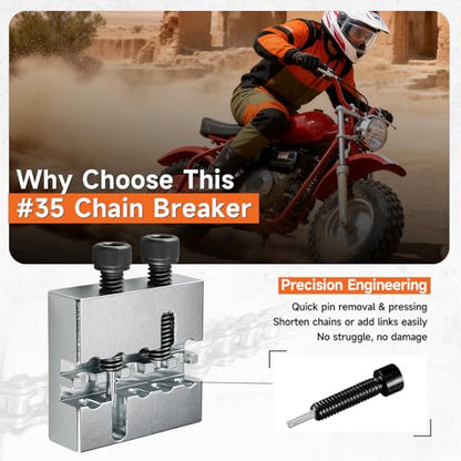 #35 Chain Breaker Tool Motorcycle Replacement for #35 Roller Chain Mini Bike Go Kart Cart ATV Dirt Bike Scooter Quad Bicycle Mountain Electric Bike Parts Silver - color: silver