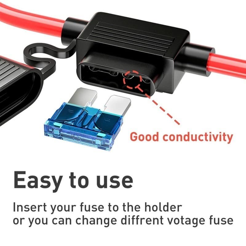 In-line Fuse Holder 10 Gauge AWG IP67 Waterproof Fuse Blade Holder for MAXI Fuse and LARGE Size - size: 10AWG Inline Fuse Holder