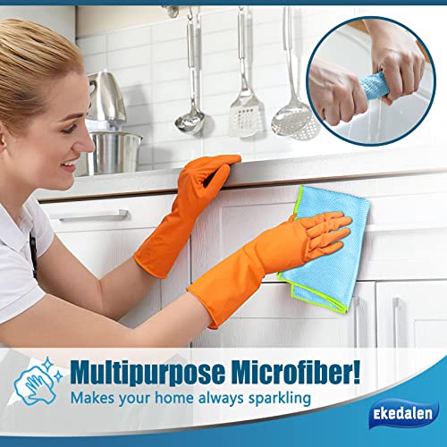 Microfiber Cleaning Cloth Lint Free Glass Cleaner Window Polishing Streak Free Miracle Easy Clean Rag Reusable for Mirror Kitchen Dish Auto Detailing,Pack of 8, 12'' x 16'', Light Blue - color: Light Blue, 12 X 16 Inch