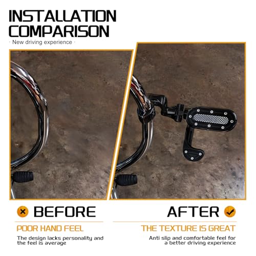 Motorcycle Highway Foot Pegs with Flip-out Heel Rests Fit for Harley Touring Road Glide Street Glide Road King Electra Glide Sportster, Highway 1.25" Engine Guard Foot Pegs Black - color: Black