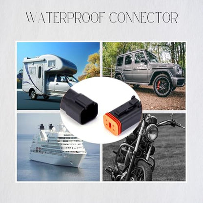 4 Pin Waterproof Connector,4 Wire Electrical Car Auto Connector,With 20CM 16AWG Long Male Female Plug Quick Disconnect Wire Connectors for Car Truck Motorcycle Marine Boat(5 Pairs Black) - size: DT 4P