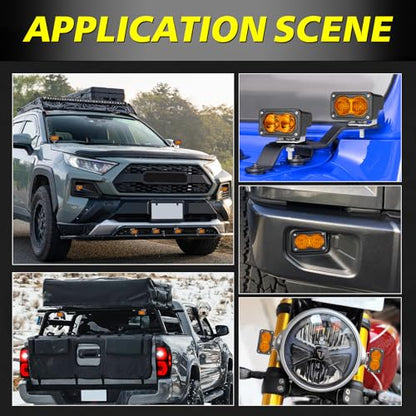Amber LED Pods, AKD Part 3 Inch Flood CREE LED Fog Lights 40W Small Amber Chase Lights Off Road Driving Ditch Lights Pods 2 Packs for Truck Pickup Motorcycle SUV UTV ATV Dirt Bike Surron - color: Amber