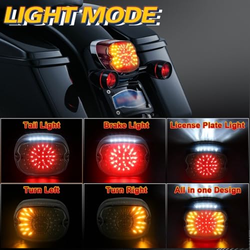 Smoked LED Motorcycle Tail Light Brake Turn Signal LAMP for OEM Rear Brake Light 1200 - Rear Brake Light with Integrated Turn Signals, High-Visibility Waterproof Design, Easy Installation