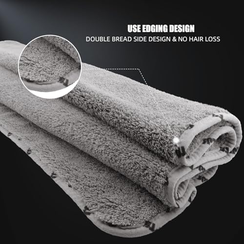 SPTA Drying Towel, Car Wash Drying Towel for Car wahing, Highly Absorbent, 1Pack Large Microfiber Towel Without Scratches or Water Spots, 26.4 x 38.2 inch, Grey-MT035
