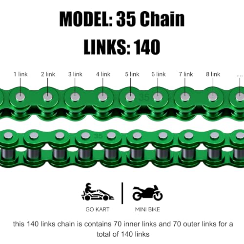 35 Chain Mini Bike with Chain Breaker Compatible with Coleman CT100U CC100X Baja Doodlebug DB30 Motovox MBX10 MBX11 Predator 97cc 100cc Mega Moto 80cc 105cc Minibike Go Kart Powersports Parts - color: Green
