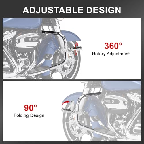 PSLER Motorcycle Highway Pegs-1.25" Motorcycle Highway Crash Bar Foot Pegs Universal for Bike With 1-1/4" Engine Guard Chrome3