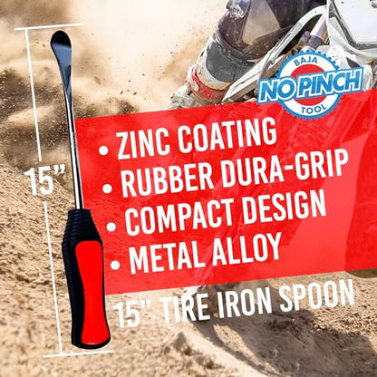 BAJA NO PINCH 15 inch Steel Tire Spoon | Lever Iron Tool Kit | Professional Tire Changing Tool for Enduro Motocross | Motorcycle | Dirt Bike | Easy-to-Use Tire Repair Tool | Dirt Bike Tire Spoons - size: 15 Inch Tire Spoon
