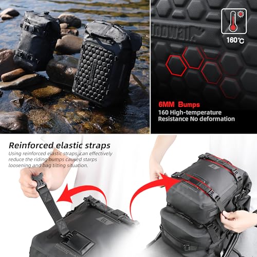 Waterproof Motorcycle Tail Bag 15L Motorbike Rear Rack Storage Bag Saddle Pannier for Touring Adventure Commuting Black - size: 15L
