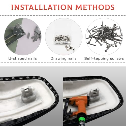 Motorcycle Seat Cover Elastic Leather Replaced Skin Universal DIY Seat Protector with 100pcs Thumb Tack Black (39.4’’ x 27.6 ’’)