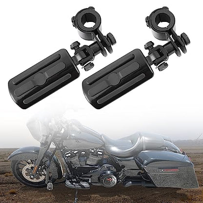Motorcycle Highway Pegs, Crash Bar Foot Pegs for Harley Touring Electra Street Glide Road King Sportster, Kawasaki, 1"(25mm), 1 1/4"(32mm), 1 1/3"(34mm) Engine Guard Footrest, 1 Pair - color: Slotted Style - All Black