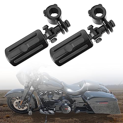 Motorcycle Highway Pegs, Crash Bar Foot Pegs for Harley Touring Electra Street Glide Road King Sportster, Kawasaki, 1"(25mm), 1 1/4"(32mm), 1 1/3"(34mm) Engine Guard Footrest, 1 Pair - color: Slotted Style - All Black