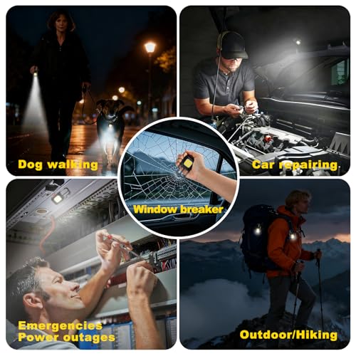 MAKDAK Cob Keychain Work Light - 2PC EDC Keychain Flashlight Rechargeable, Super Bright Flashlight for Car Repair, Emergency(Black) - color: Black*2PC
