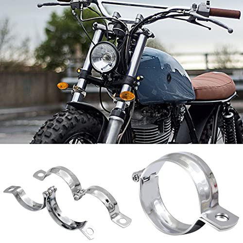 2 PCS Motorcycle Turn Signal Light Tube Bracket Mount - Metal Tube Clamp for 10mm Hole Non-Slip Rubber, Rain Resistant, Perfect for Light Bar Mount (35mm-Sliver) - style: 32-41mm Sliver