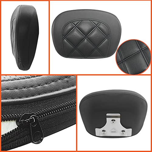 FOVPLUE Passenger Backrest Pad,Sissy Bar Pad for Harley Touring Electra Glide/Road Glide/Road King/Street Glide/Trike Freewheeler FLRT/FLHXXX, Double Black Stitching - color: Black