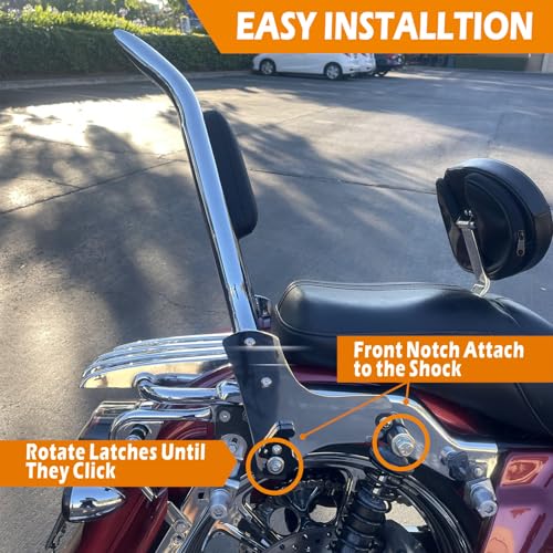 Adjustable Trident Black 27” Detachable Backrest Sissy Bar Passenger Quick Release Fits for Harley Touring Road King Electra Glide Street Glide FLHR FLHX FLHT FLTR 1997-2008 1/1/2” Tubing (Chrome) - color: 97-08 Chrome-T