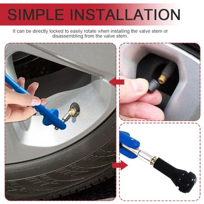 Car Tire Valve Stem Puller, Valve Stem Removal Tool, No Scratch High Tensile Strength Valves Lever Tool, Auto Tire Repair Replacement Accessories Fit for Most SUV Motorcycle Truck (Blue)