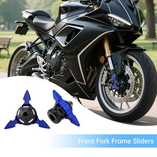 Windance 4pcs Front Wheel Frame Sliders Aluminum Alloy Dart Shape Front Fork Crash Protection Cup for Motorcycles Motocross Moped Scooters Dirt Pit Bikes (Blue) - color: Blue