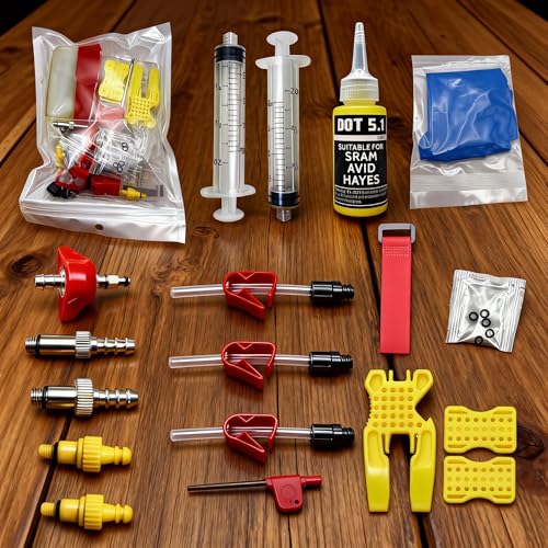 Avid Bike Brake Bleed Kit for All SRAM Series.Bicycle Hydraulic Brake Bleed Kit Including Metal Adapters and 60ML High Performance Dot 5.1 Brake Fluid.
